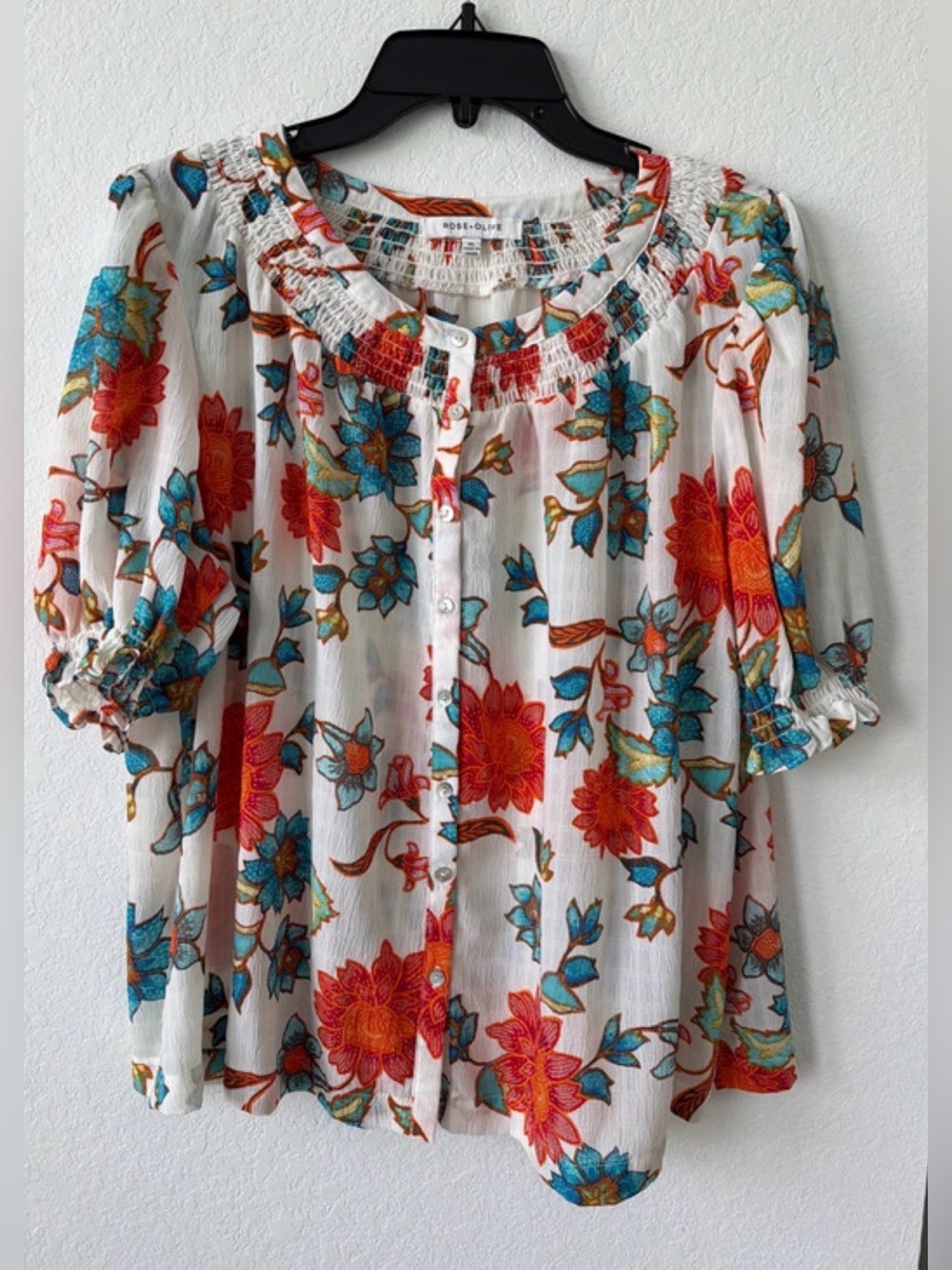 Rose + Olive Floral Print Blouse